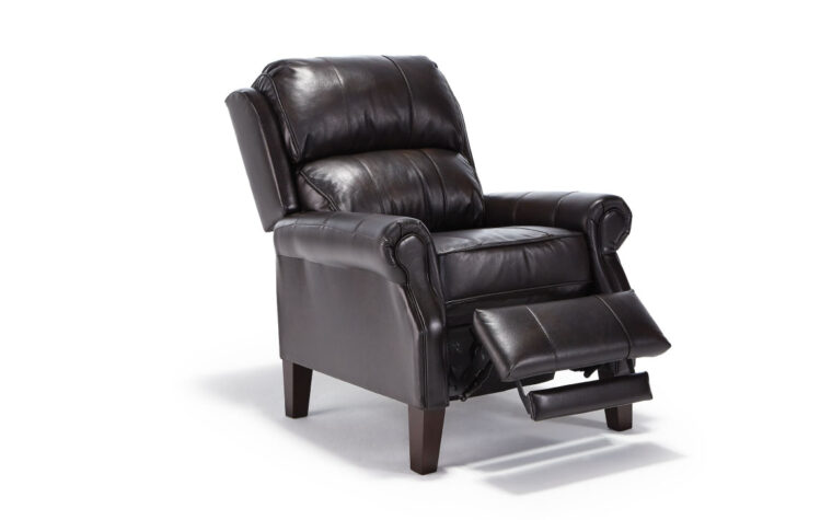 The joanna power recliner shown in a light greige fabric with riverloom wood finish but is completely customizable to your taste