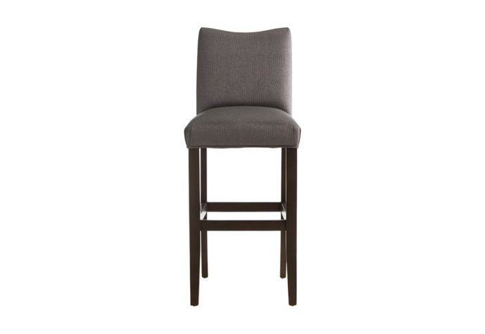 traditional bar stool in espresso legs and metallic fabric