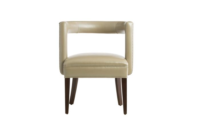 11182 accent chair in tan leather with espresso wood finish