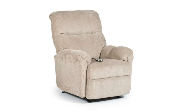 this traditional plush power recliner has a split back cushion and arm rest
