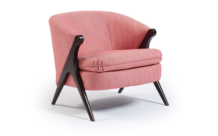 This fun retro Tatiana accent chair brings a spark to the room with its wishbone shaped legs. Available in the Espresso wood finish and choice of 700 fabrics to chose from.