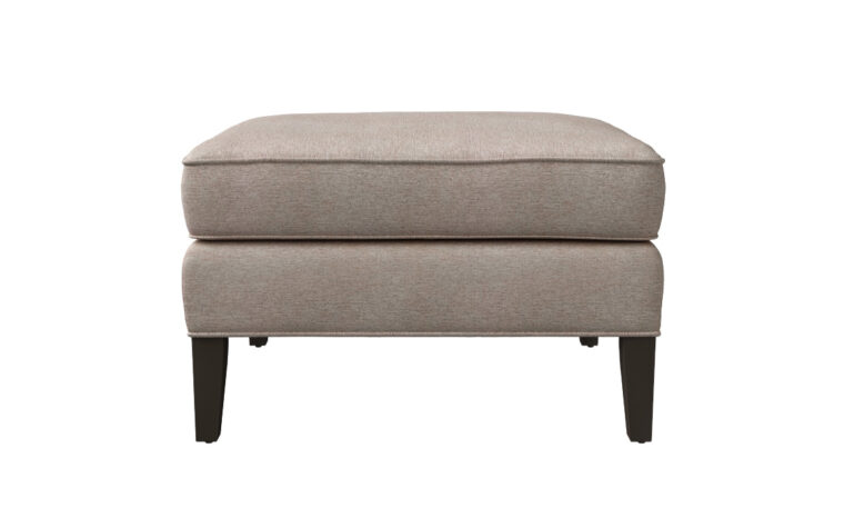 Birkley Ottoman by Vogel in a taupe fabric cover with espresso legs