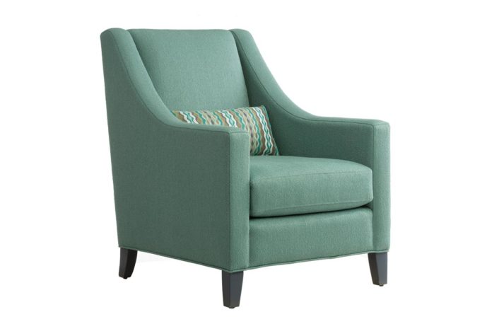 front angle of Here’s an accent chair that will quickly become a family favorite! The rounded arms and deep-seated profile of the 11815 chair are so alluring.