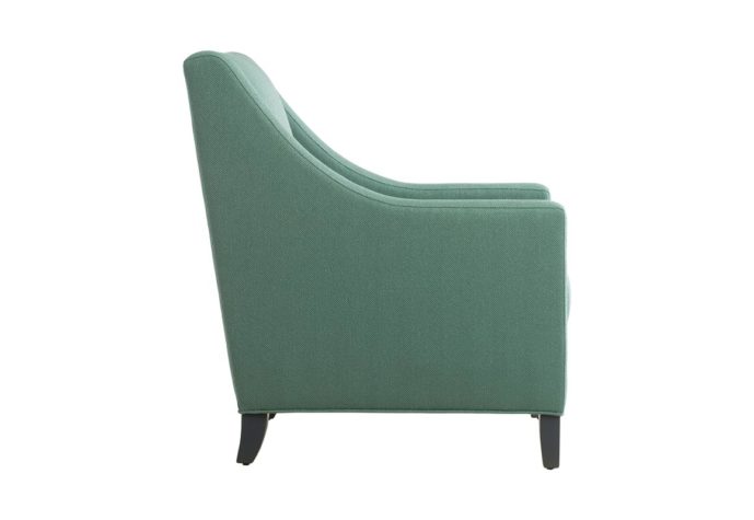 side view of Here’s an accent chair that will quickly become a family favorite! The rounded arms and deep-seated profile of the 11815 chair are so alluring.