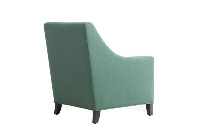 back view of Here’s an accent chair that will quickly become a family favorite! The rounded arms and deep-seated profile of the 11815 chair are so alluring.