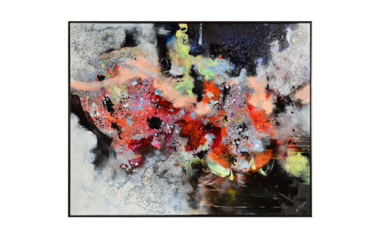 rio is a beautiful textured abstract painting with metalic highlights