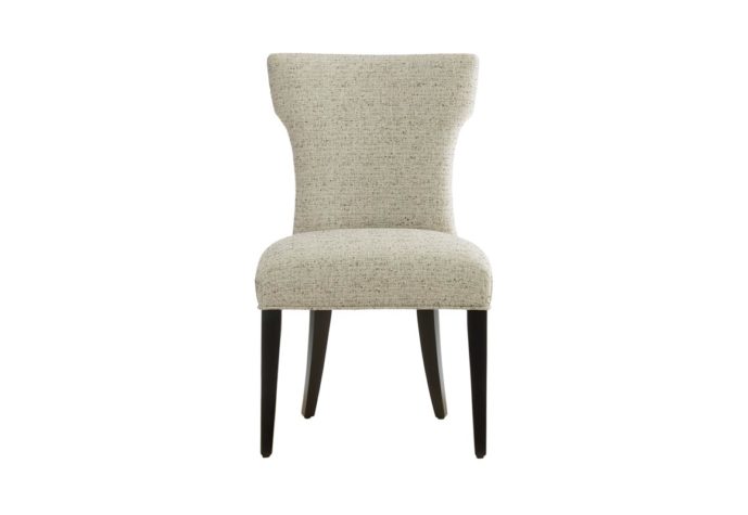 classic 11255 side chair features white fabric with espresso wooden legs