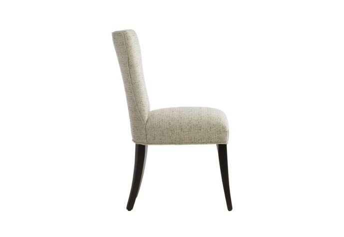 side view of 11255 side chair with white fabric and espresso wood finishes