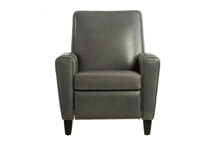 15430 deluxe recliner in charcoal leather with nailhead trim