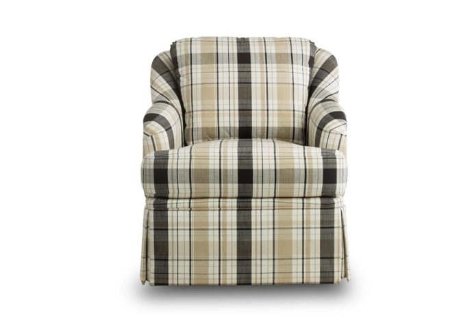 Traditional Cassidy swivel chair in a plaid fabric with a skirt