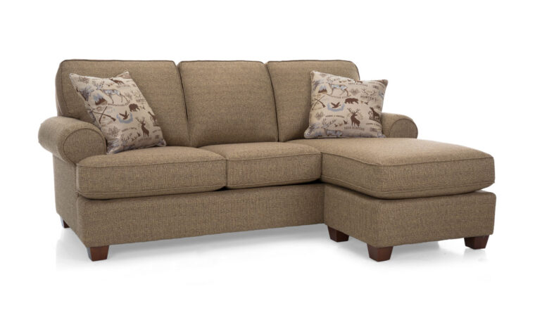 2285 sofa with chaise is a traditional sofa with chaise in grey fabric