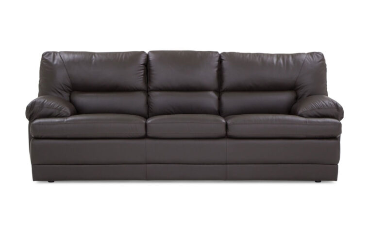 northbrook sofa is a comfortable sofa in black leather with espresso wood finish