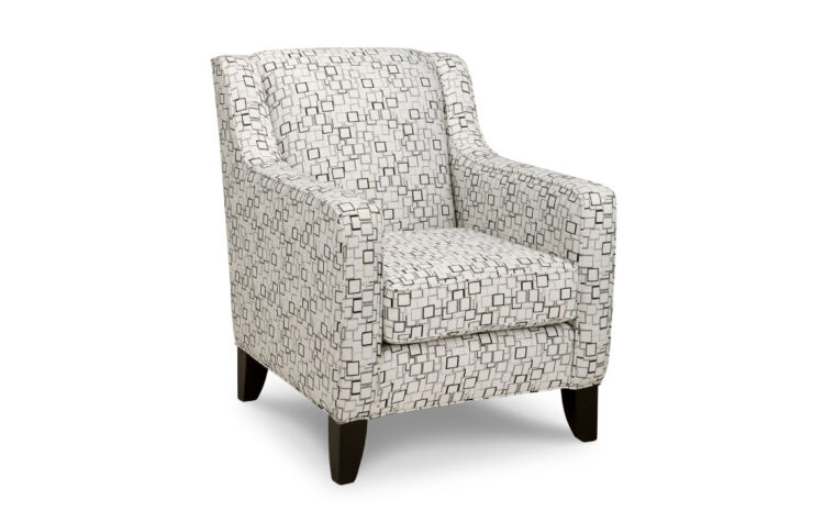 jasmine chair is a transitional chair in a white patterned fabric with espresso wood finish on the legs