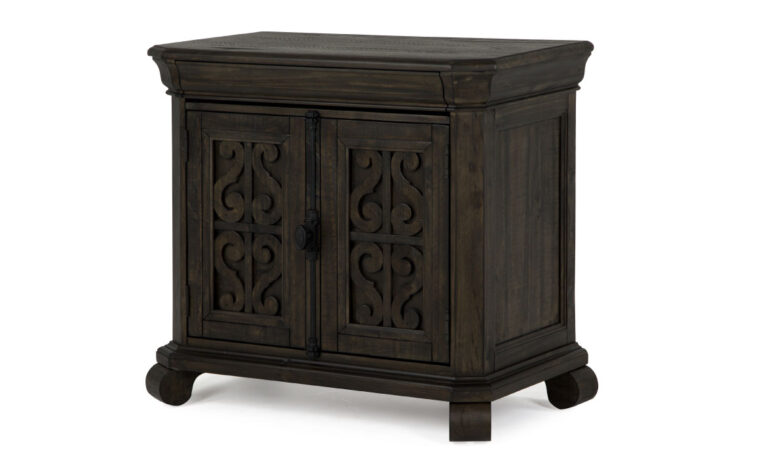 The Bellamy Bachelor Chest is warm and inviting and has a peppercorn finish