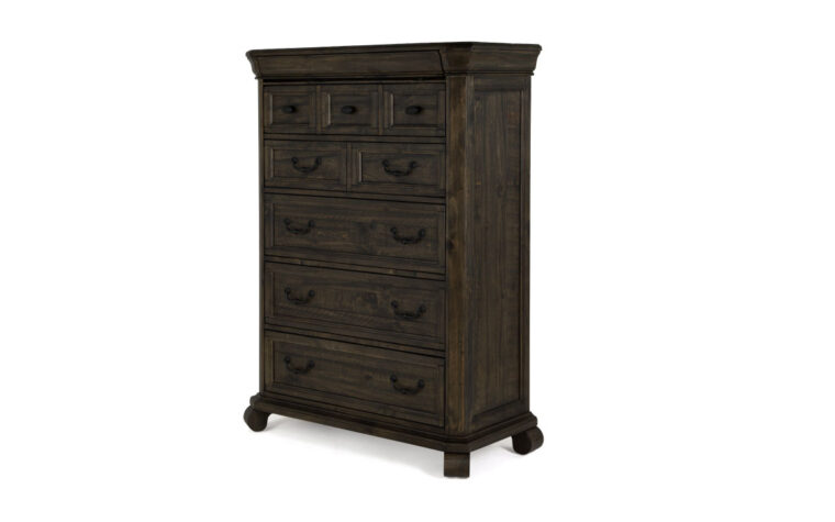 The Bellamy Drawer Chest is warm and inviting and has a peppercorn finish
