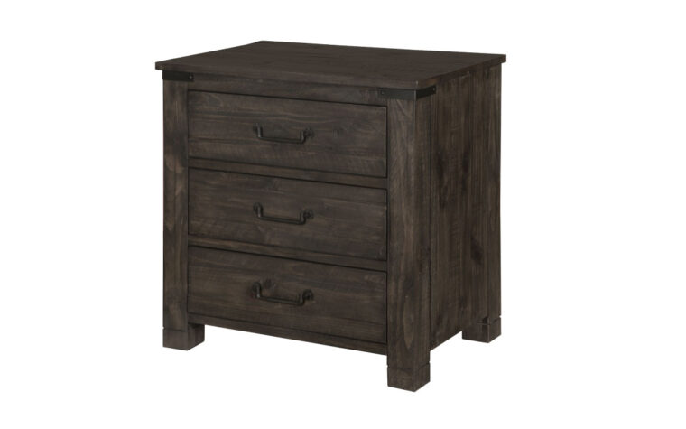 The Abington Drawer Nightstand has a transitional design and finished in a weather charcoal finish