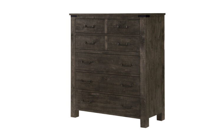 The Abington Drawer Chest has a transitional design and finished in a weather charcoal finish