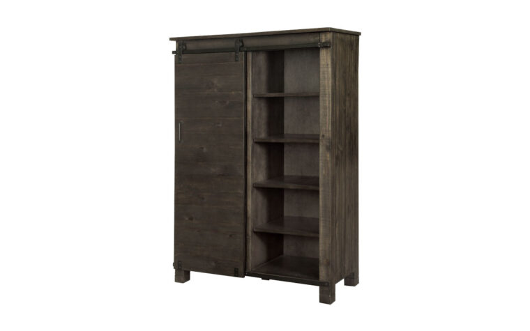 The Abington Door Chest has a transitional design and finished in a weather charcoal finish