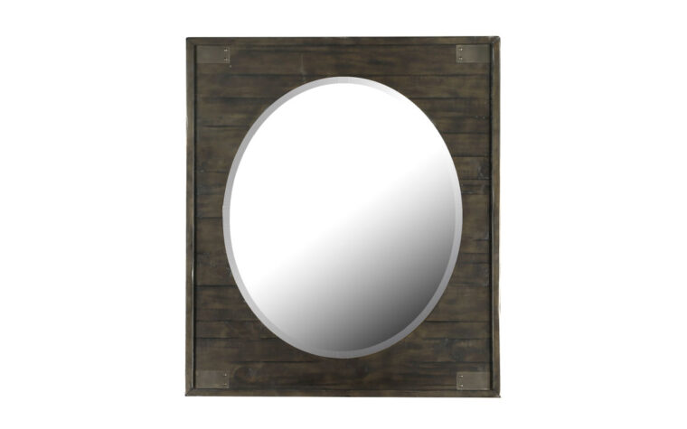 The Abington Sliding Portrait Oval Mirror has a transitional design and finished in a weather charcoal finish