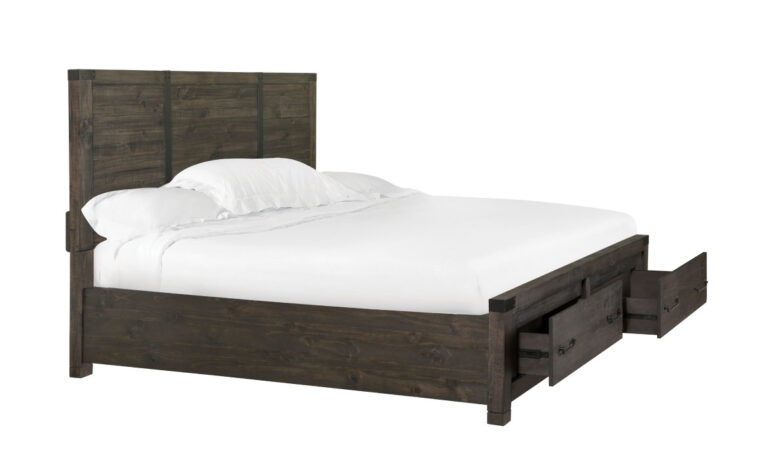 The Abington Panel Bed has a transitional design and finished in a weather charcoal finish