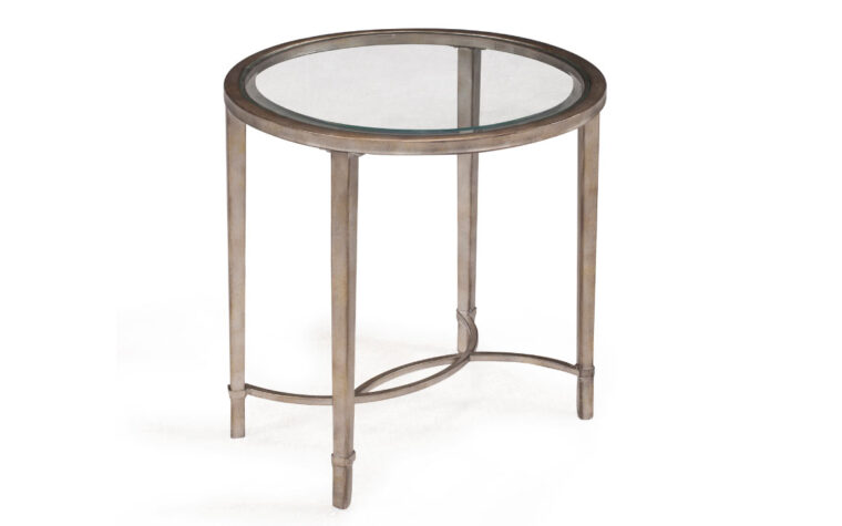 The Copia End Table by Magnussen is constructed from metal tube and 5mm clear glass