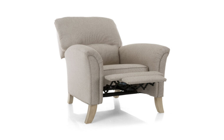 2450 push back chair is a contemporary push back chair in a neutral fabric with light wood stain