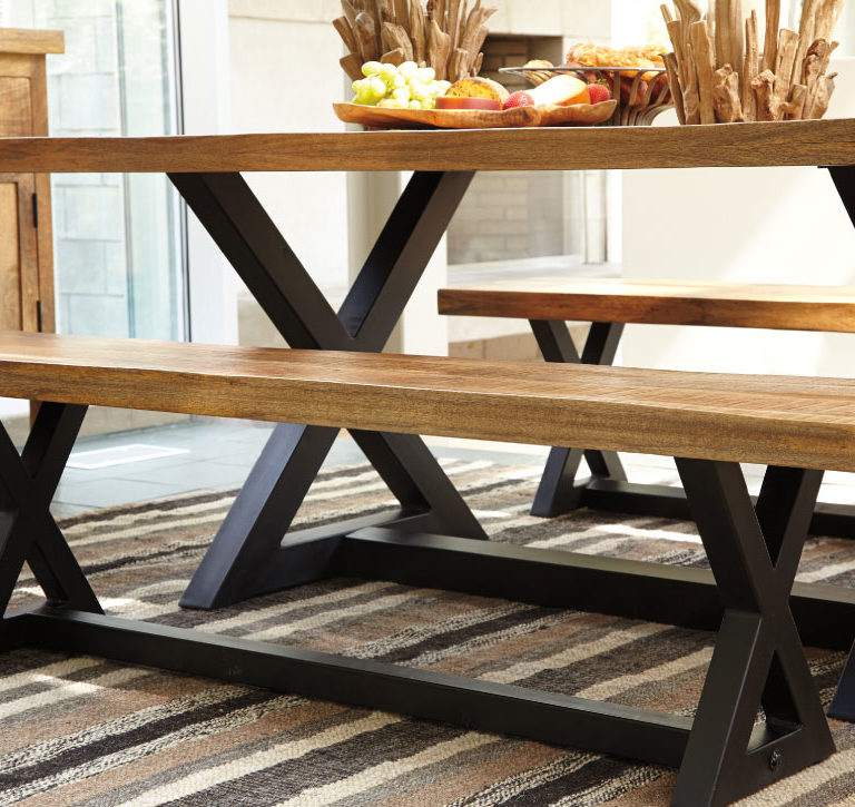 Wesling Dining Bench with area rug