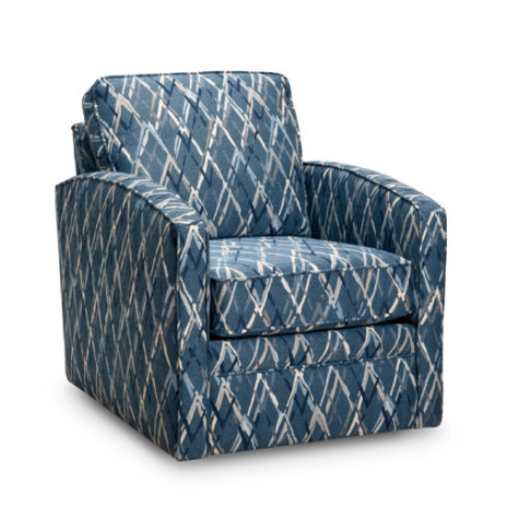37 swivel chair from superstyle is a transitional chair with blue fabric and a swivel base
