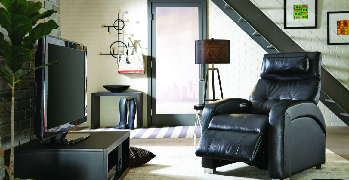 ZG5 Zero Gravity Chair in a brown fabric with back tufting and featuring zero gravity feature for relaxation and health purposes