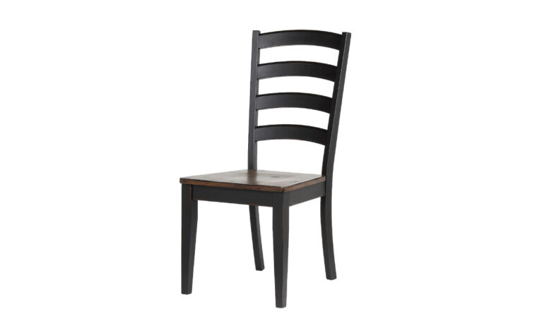 paxton chair is a industrial dining chair with a combination of medium wood and dark wood stain from donald choi