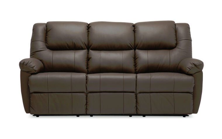 tundra sofa is shown in a dark brown leather and available in power or manual in a relaxed casual style