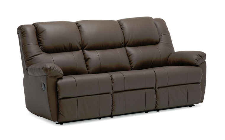 tundra sofa is shown in a dark brown leather and available in power or manual in a relaxed casual style