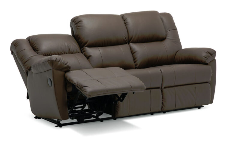 tundra sofa is shown in a dark brown leather and available in power or manual in a relaxed casual style