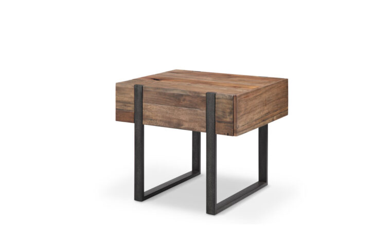 T4344-03 Prescott End Table with distressed iron base