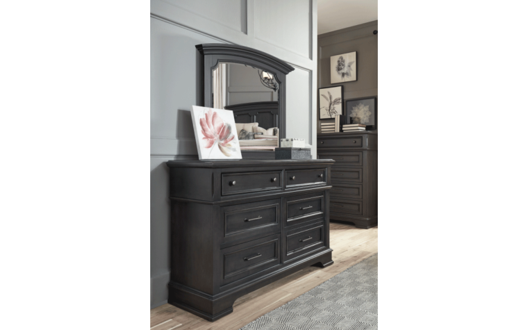 townsend dresser dark stain 6 drawers with mirror
