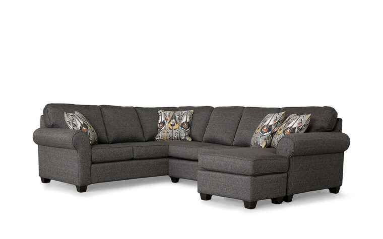 2576 sectional with chaise in dark grey fabric
