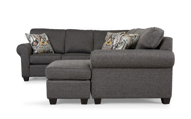 2576 sectional with chaise in dark grey fabric side view