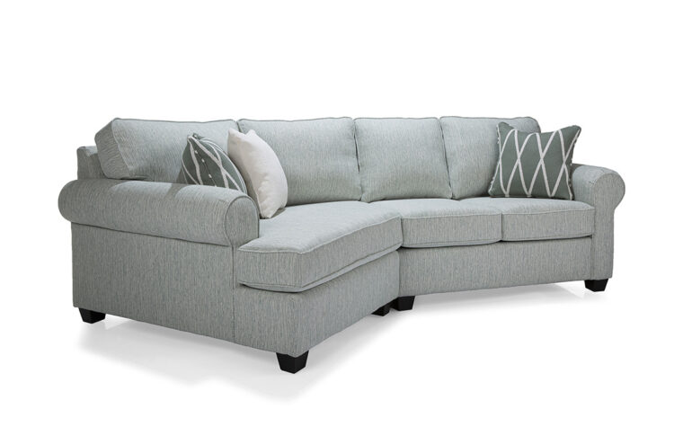 2576 sectional with chaise in blue grey fabric