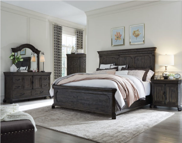 Bellamy bedroom set from Magnussen with area rug