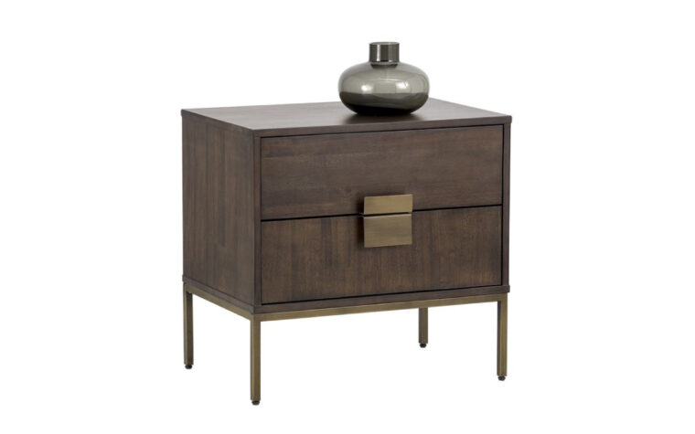 Jade Nightstand - Antique Brass - Dark Mango