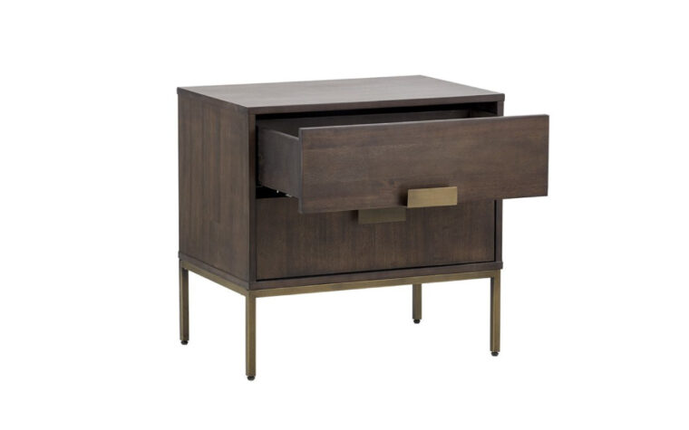 Jade Nightstand - Antique Brass - Dark Mango