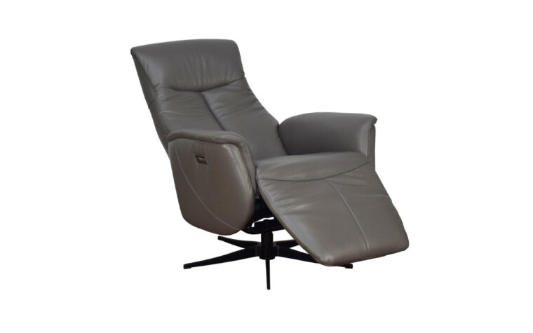 Quarter turn with footrest out of the Q30 Leather Recliner in Charcoal leather