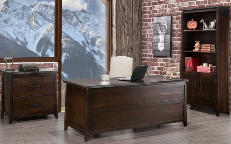 Pemberton Double Pedestal Executive Desk room shot back