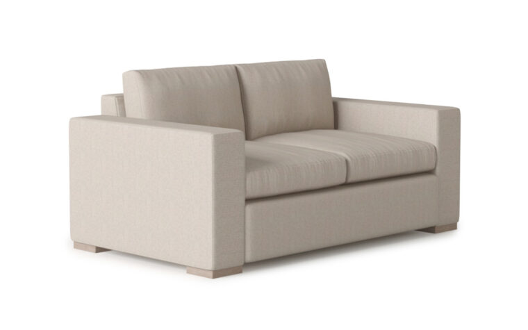 Broadway Loveseat - Vogel by Chervin - kismet linen - 2 over 2 cushions - quarter turn
