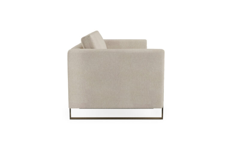 Oslo Loveseat- Vogel by Chervin - kismet linen and dark brushed bronze - 2 over 2 cushions - half turn