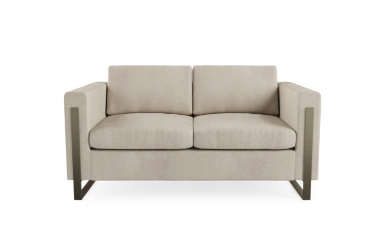 Oslo Loveseat- Vogel by Chervin - kismet linen and dark brushed bronze - 2 over 2 cushions
