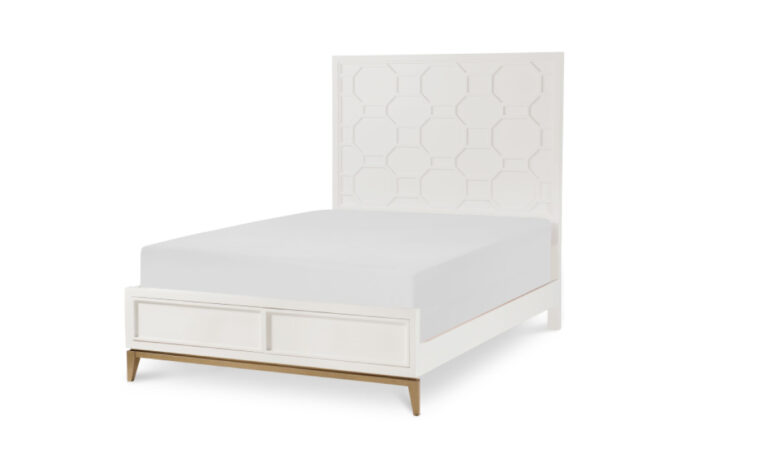 7810-4104K - Full Chelsea Panel Bed with Decorative Lattice - Legacy Classic Kids - white painted finish with gold feet and applied white lattice on headboard