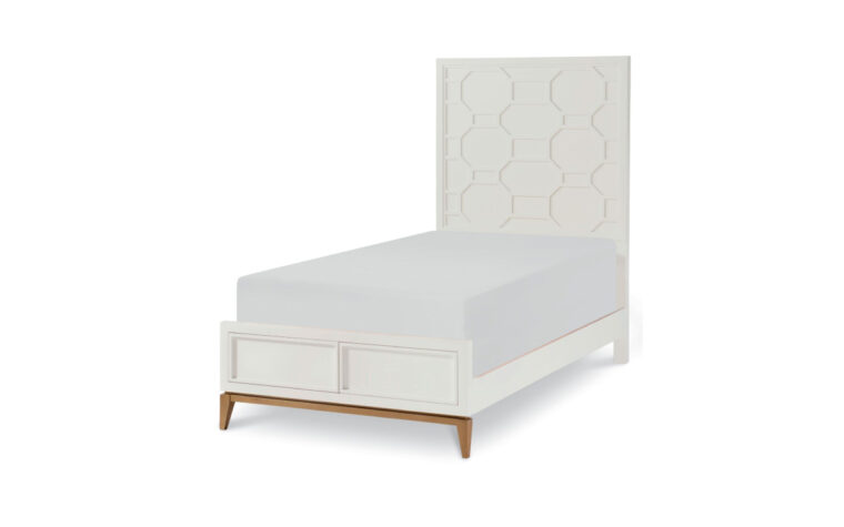 7810-4103K - Twin Chelsea Panel Bed with Decorative Lattice - Legacy Classic Kids - white painted finish with gold feet and applied white lattice on headboard