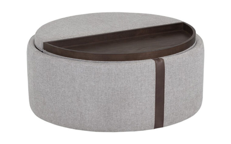 grey borelli wheeled storage ottoman with flippable lid/serving tray