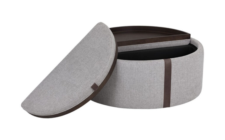 grey borelli wheeled storage ottoman open
